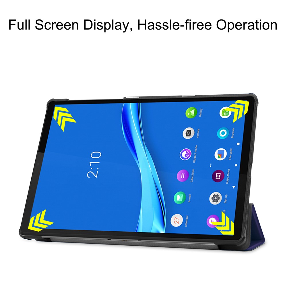 Tri-fold Leather Stand Case for Lenovo Tab M10 Plus TB-X606F - Dark Blue-4