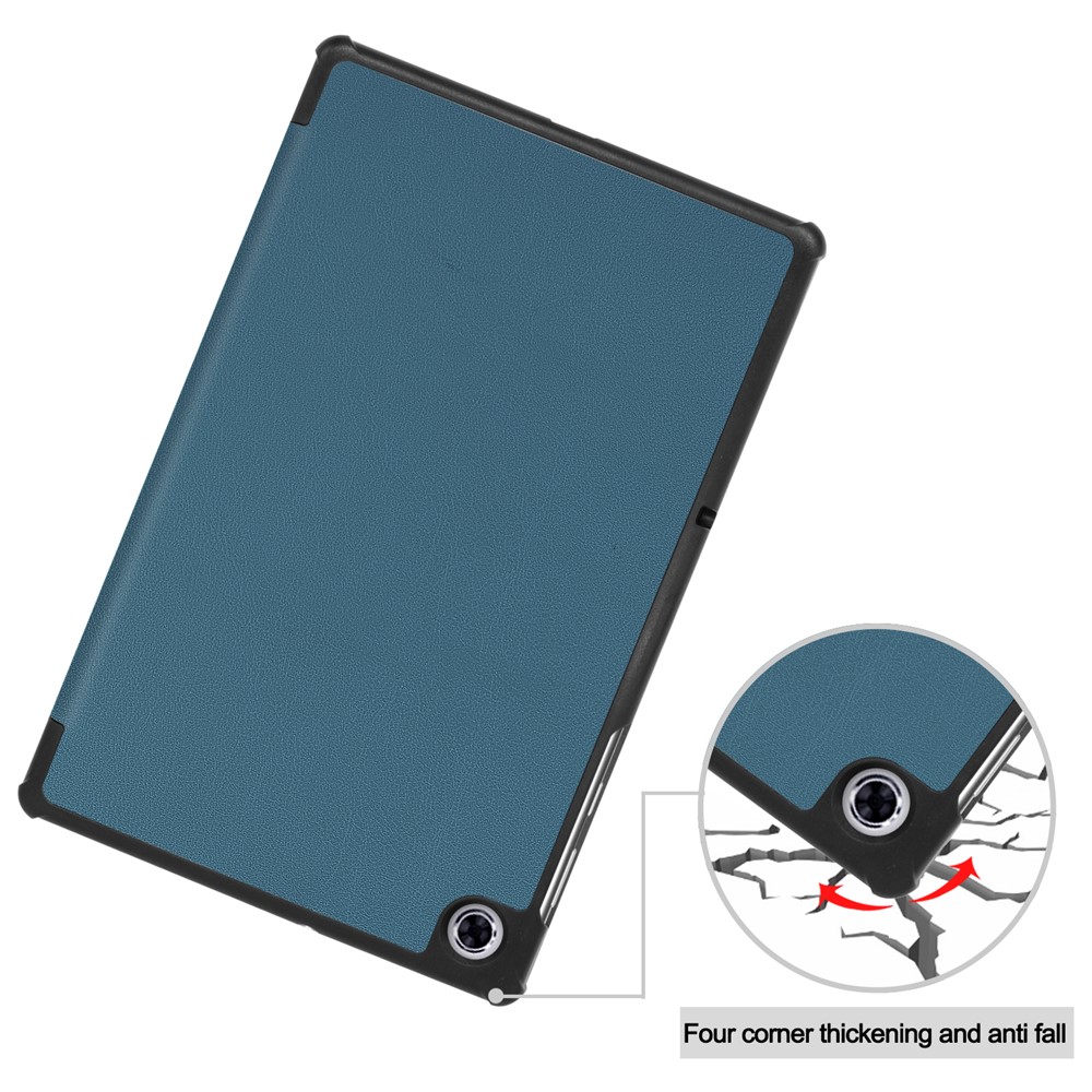 Tri-fold Leather Stand Case for Lenovo Tab M10 Plus TB-X606F - Blackish Green-7