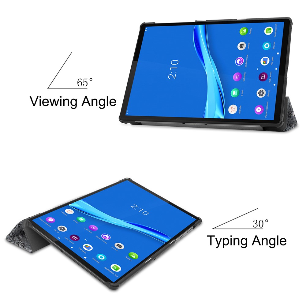 Impressão de Padrões Tri Dobrável Caixa de Couro Tri-stand Anti-arranhão Tampa de Tablet à Prova de Choque Para Lenovo Tab M10 Plus TB-X606F - Torre Eiffel-3