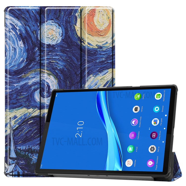 Pattern Printing Tri-fold Leather Stand Case for Lenovo Tab M10 Plus TB-X606F - Oil Painting-1