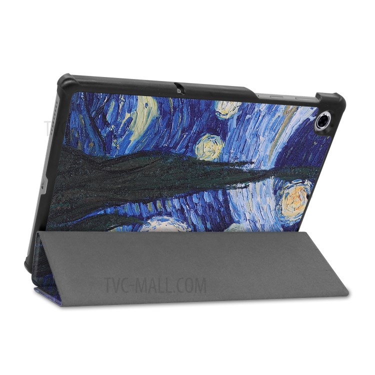 Pattern Printing Tri-fold Leather Stand Case for Lenovo Tab M10 Plus TB-X606F - Oil Painting-6