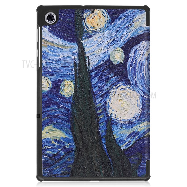 Pattern Printing Tri-fold Leather Stand Case for Lenovo Tab M10 Plus TB-X606F - Oil Painting-8