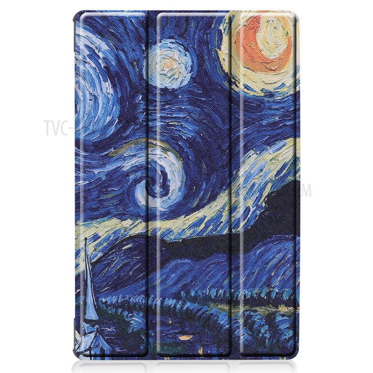 Pattern Printing Tri-fold Leather Stand Case for Lenovo Tab M10 Plus TB-X606F - Oil Painting-9