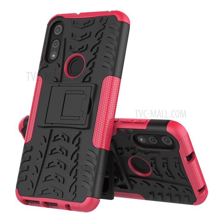 Cool Tyre Skin PC + TPU Cover with Kickstand for Motorola Moto E (2020) - Rose-2