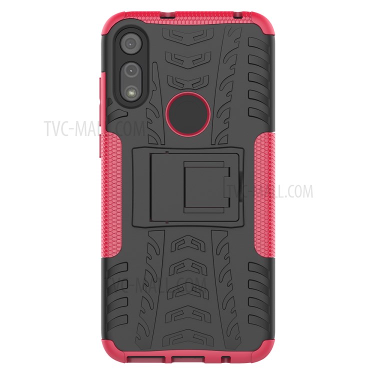 Cool Tyre Skin PC + TPU Cover with Kickstand for Motorola Moto E (2020) - Rose-5