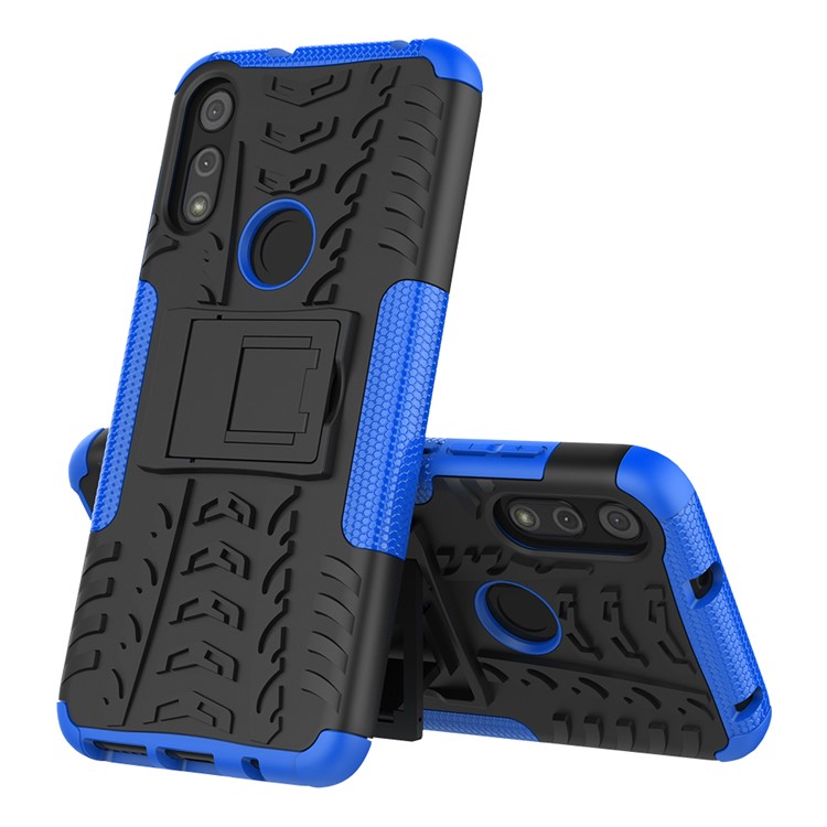 Cool Tyre Skin PC + TPU Cover with Kickstand for Motorola Moto E (2020) - Blue-2