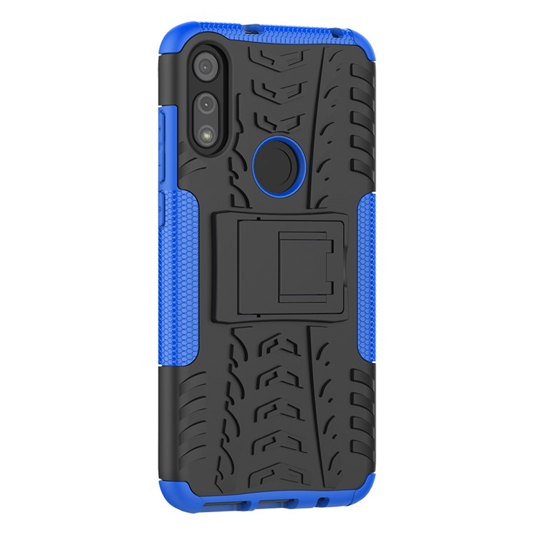 Cool Tyre Skin PC + TPU Cover with Kickstand for Motorola Moto E (2020) - Blue-7