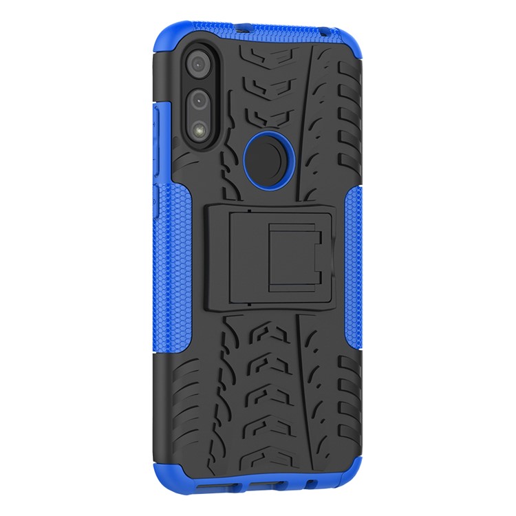 Cool Tire Skin Skin PC + TPU -abdeckung Mit Kickstand Für Motorola Moto E (2020) - Blau