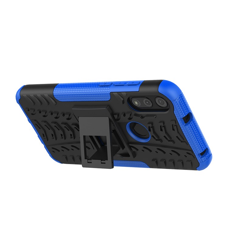 Cool Tyre Skin PC + TPU Cover with Kickstand for Motorola Moto E (2020) - Blue-8