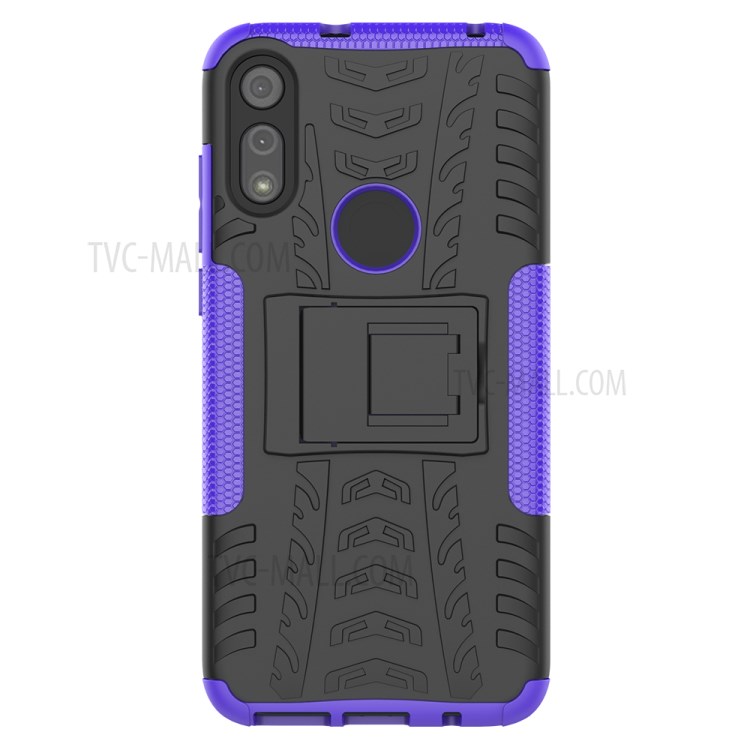 Cool Tyre Skin PC + TPU Cover with Kickstand for Motorola Moto E (2020) - Purple-5