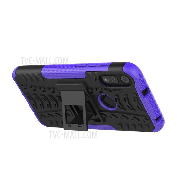 Cool Tyre Skin PC + TPU Cover with Kickstand for Motorola Moto E (2020) - Purple-8