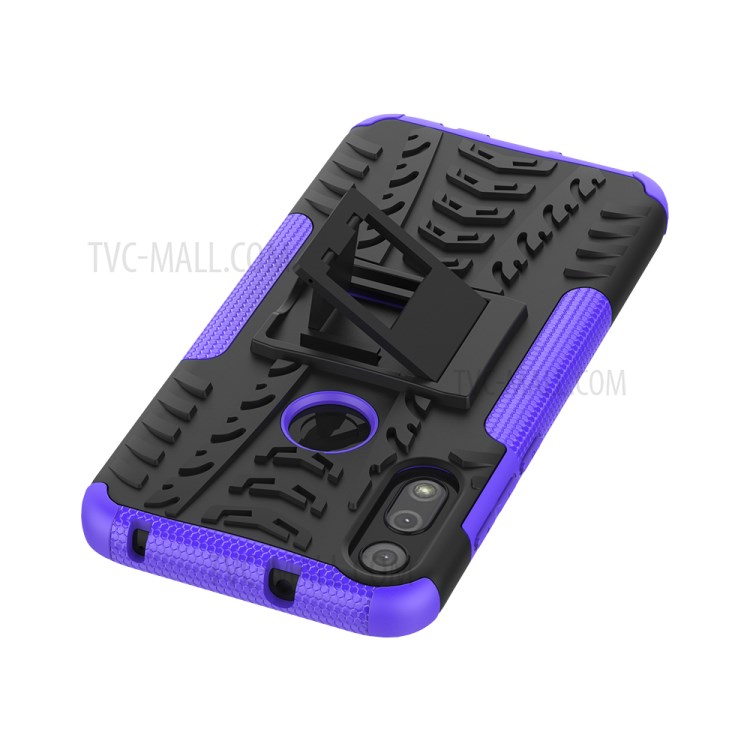 Cool Tyre Skin PC + TPU Cover with Kickstand for Motorola Moto E (2020) - Purple-9