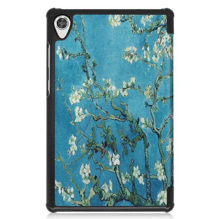 Pattern Printing Leather Tri-fold Stand Tablet Case Cover for Lenovo Tab M8 - Flower-2