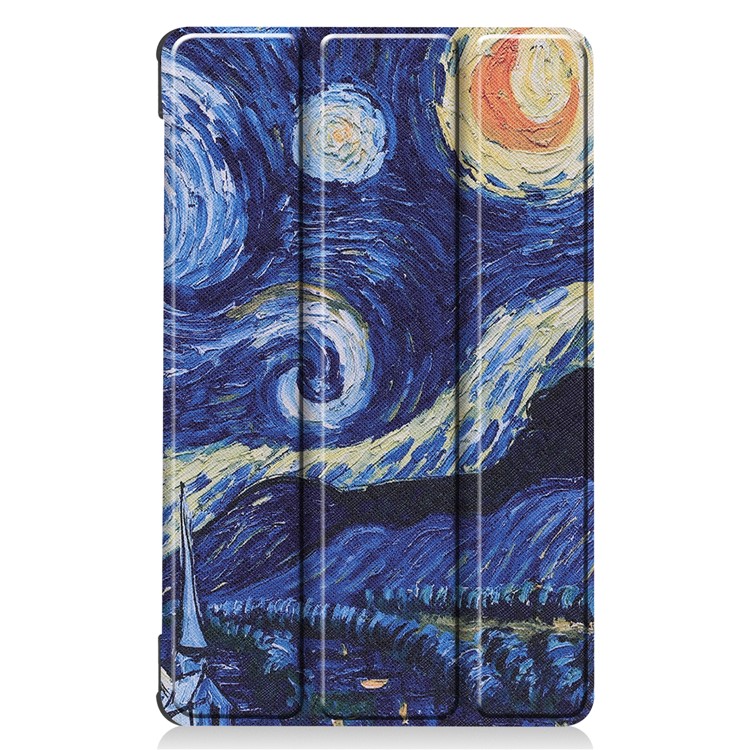 Pattern Printing Leather Tri-fold Stand Tablet Case Cover for Lenovo Tab M8 - Painting-3