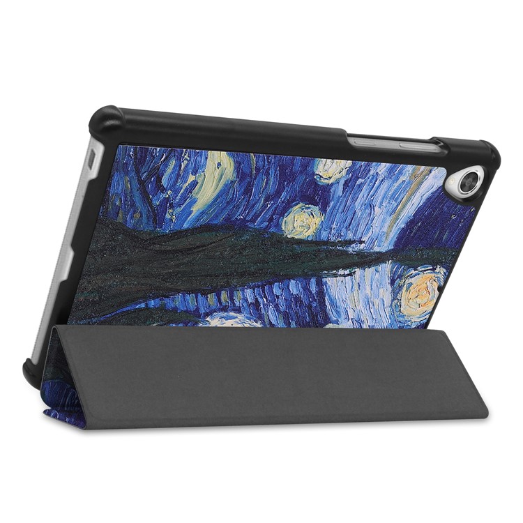 Pattern Printing Leather Tri-fold Stand Tablet Case Cover for Lenovo Tab M8 - Painting-8