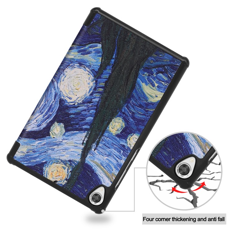Pattern Printing Leather Tri-fold Stand Tablet Case Cover for Lenovo Tab M8 - Painting-9