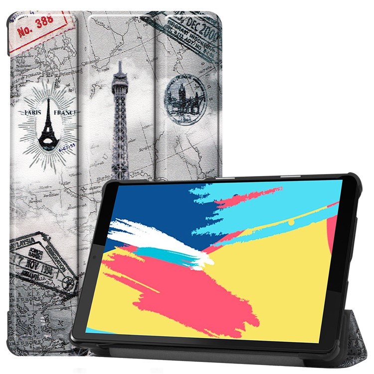 Pattern Printing Leather Tri-fold Stand Tablet Case Cover for Lenovo Tab M8 - Map-1