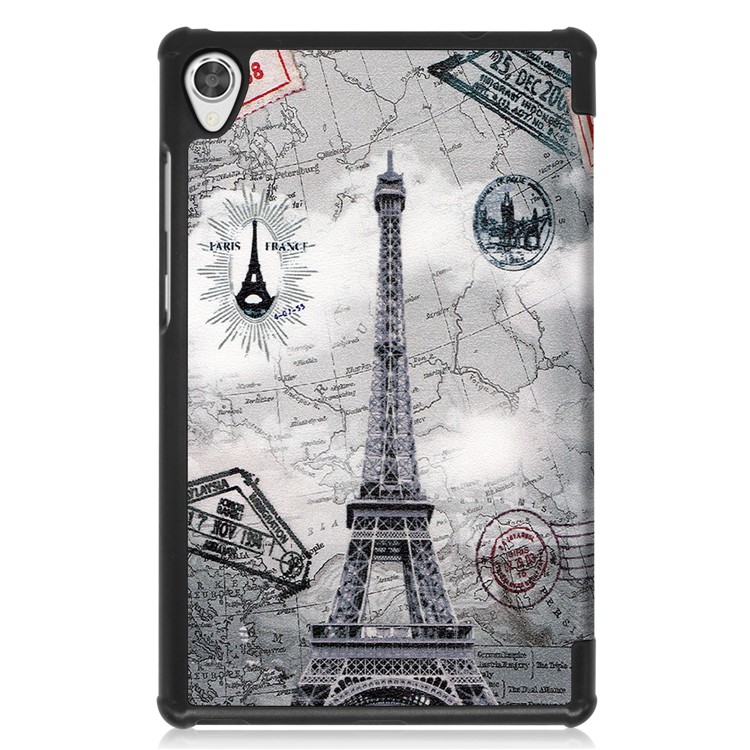 Pattern Printing Leather Tri-fold Stand Tablet Case Cover for Lenovo Tab M8 - Map-2