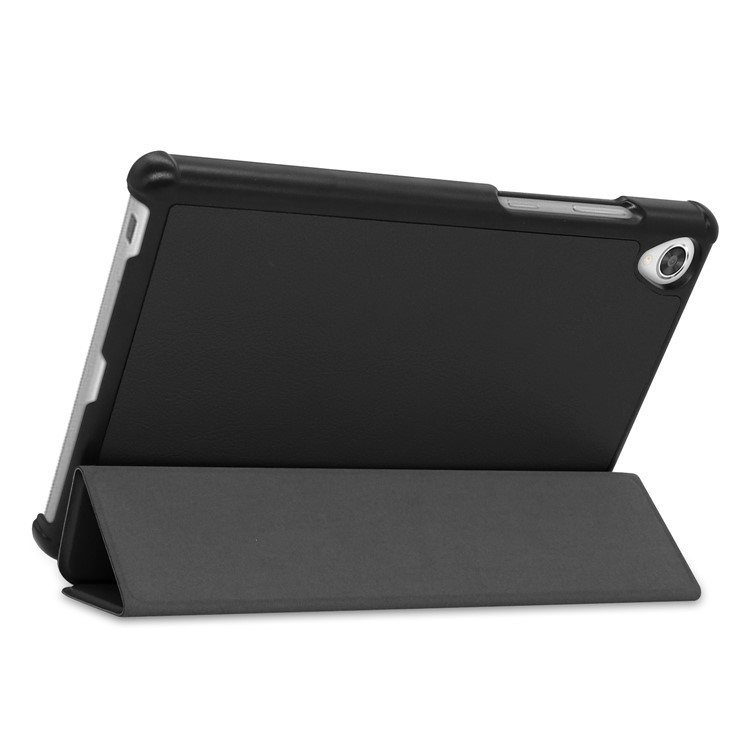 Tri-fold Leather Stand Case for Lenovo Tab M8 FHD 8705 - Black-8