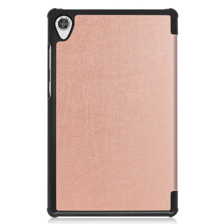 Tri-fold Leather Stand Case for Lenovo Tab M8 FHD 8705 - Rose Gold-2