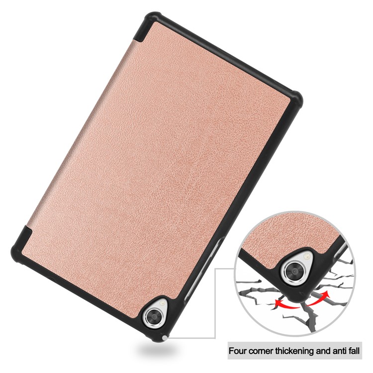 Tri-fold Leather Stand Case for Lenovo Tab M8 FHD 8705 - Rose Gold-9