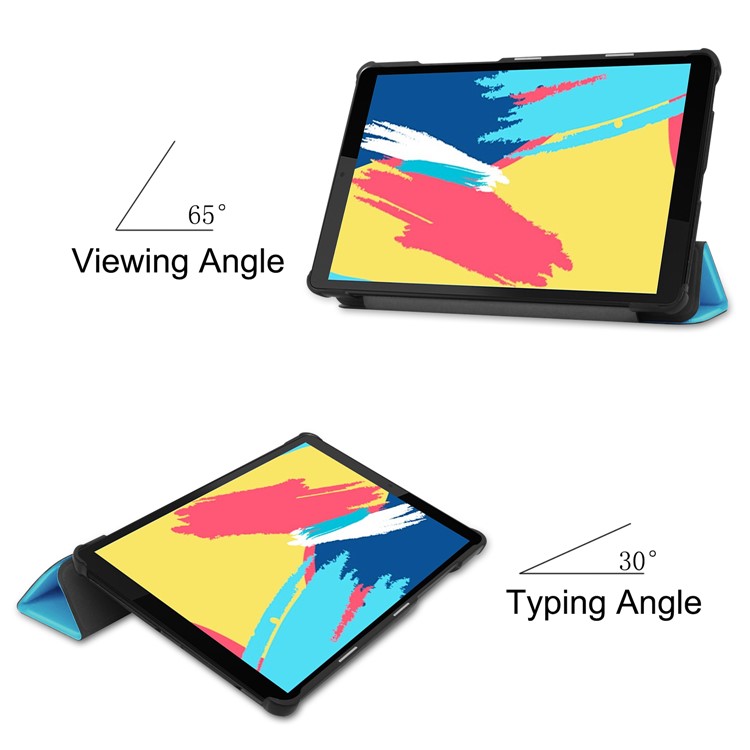 Für Lenovo Tab M8 FHD 8705 Stoßdämpfer Hülle PU Leder Tri-fold Ständer Flip Tablet Deckung - Baby Blau