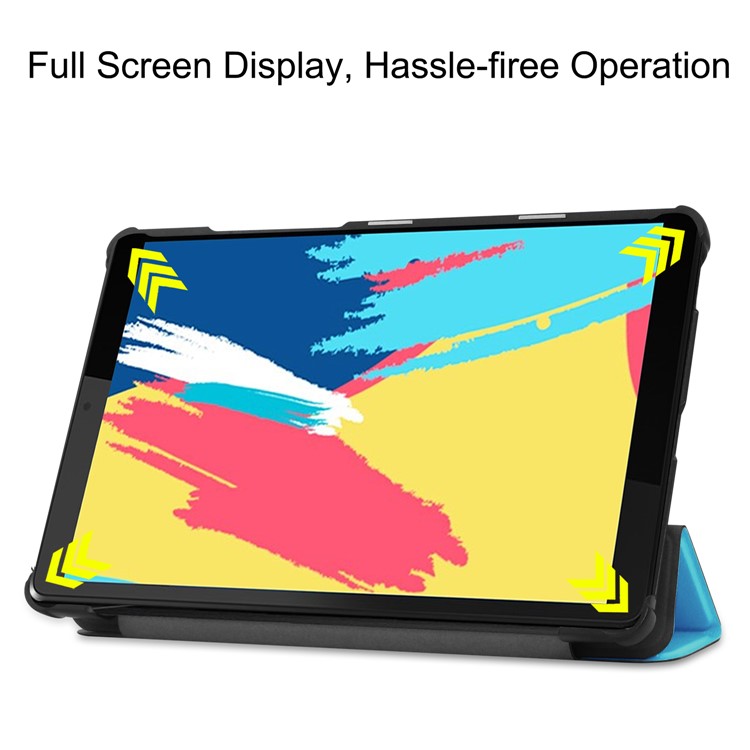 Para Lenovo Tab M8 FHD 8705 Caixa à Prova de Choque PU Couro Tri Flip Flip Tampa Tampa de Tablet - Bebê Azul