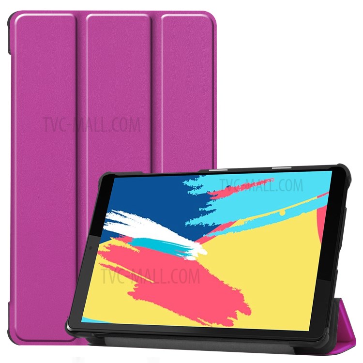 Tri-fold Leather Stand Case for Lenovo Tab M8 FHD 8705 - Purple-1