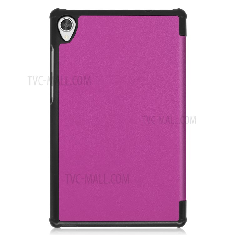 Tri-fold Leather Stand Case for Lenovo Tab M8 FHD 8705 - Purple-2