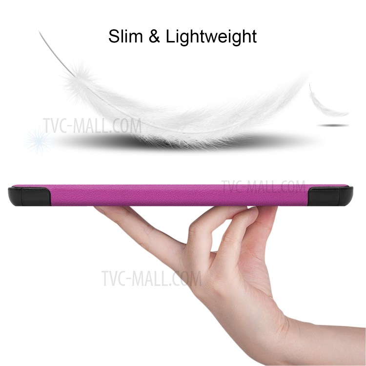 Tri-fold Leather Stand Case for Lenovo Tab M8 FHD 8705 - Purple-4