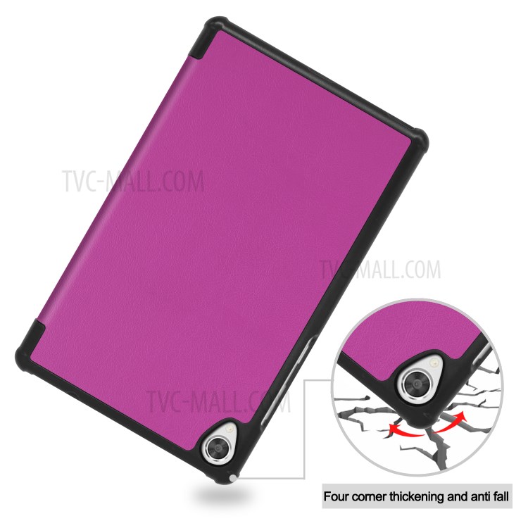 Tri-fold Leather Stand Case for Lenovo Tab M8 FHD 8705 - Purple-9