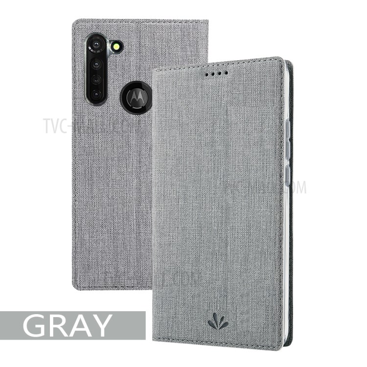 VILI DMX Cross Texture Leather Stand Case for Motorola Moto G8 Power - Grey-6