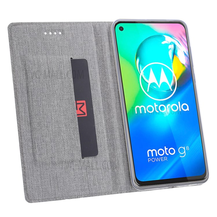 VILI DMX Cross Texture Leather Stand Case for Motorola Moto G8 Power - Grey-8