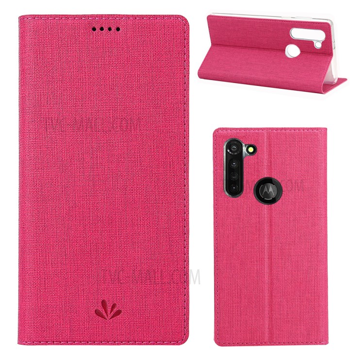 VILI DMX Cross Texture Leather Stand Case for Motorola Moto G8 Power - Rose-1