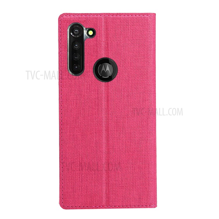 VILI DMX Cross Texture Leather Stand Case for Motorola Moto G8 Power - Rose-4