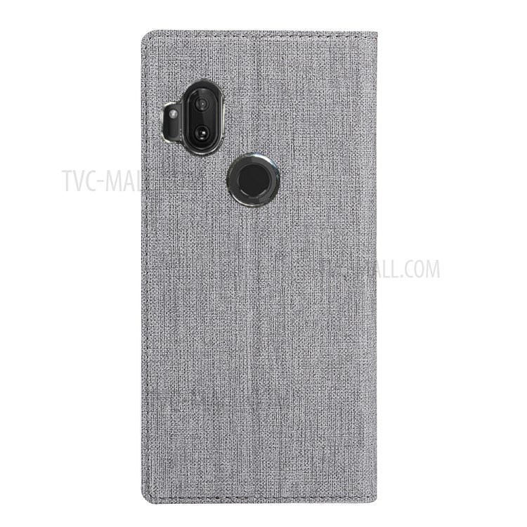 VILI DMX Cross Texture Leather Stand Case with Card Slot for Motorola One Hyper - Grey-4