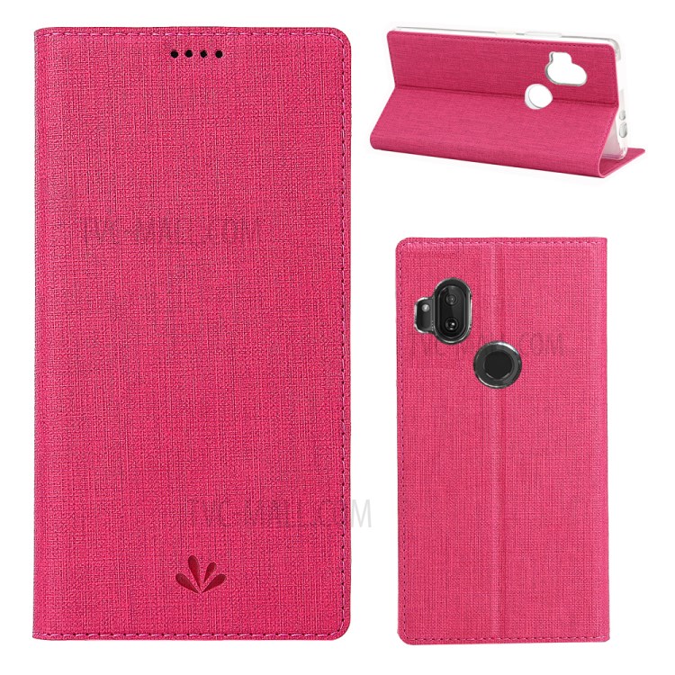 VILI DMX Cross Texture Leather Stand Case with Card Slot for Motorola One Hyper - Rose-1