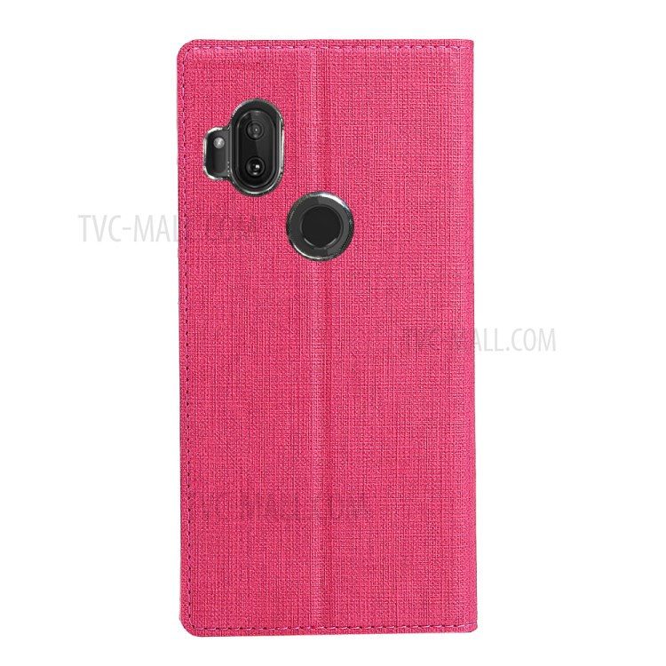 VILI DMX Cross Texture Leather Stand Case with Card Slot for Motorola One Hyper - Rose-4