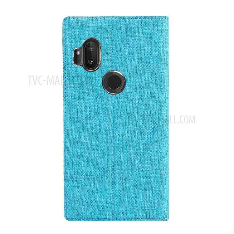 VILI DMX Cross Texture Leather Stand Case with Card Slot for Motorola One Hyper - Blue-4