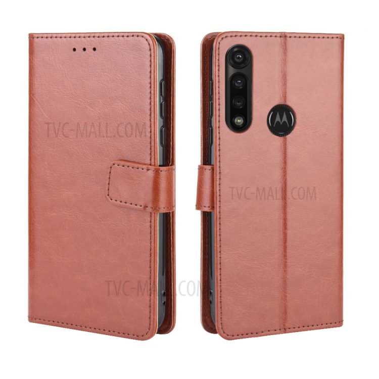 Crazy Horse Texture Protection PU Leather Wallet Mobile Phone Shell for Motorola Moto G Power - Brown-1