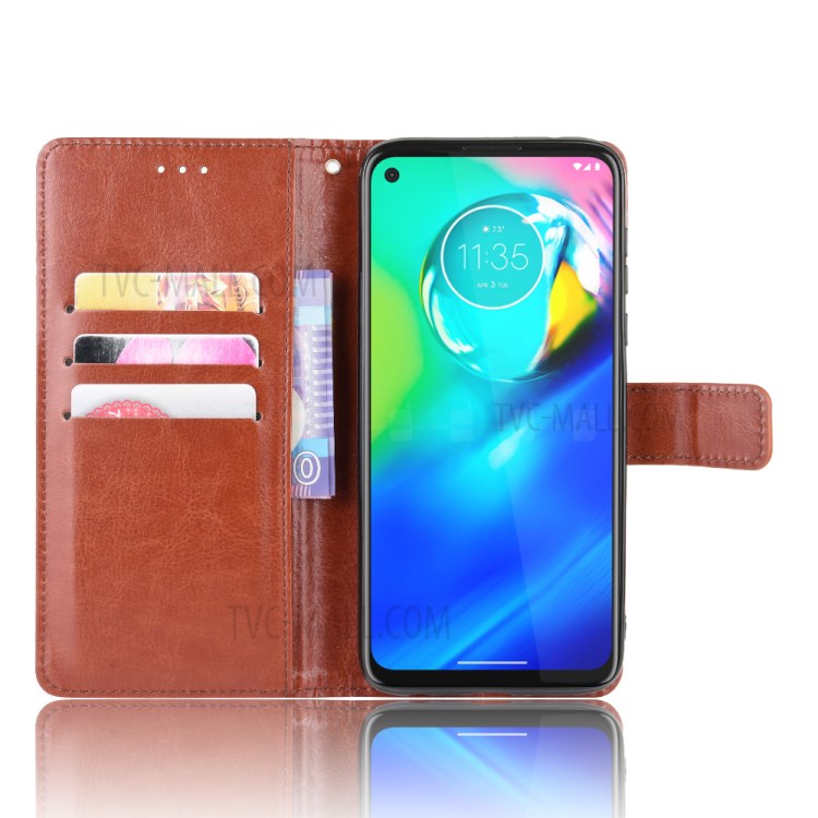 Crazy Horse Texture Protection PU Leather Wallet Mobile Phone Shell for Motorola Moto G Power - Brown-4