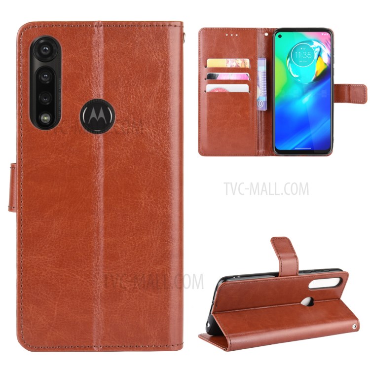Crazy Horse Texture Protection PU Leather Wallet Mobile Phone Shell for Motorola Moto G Power - Brown-7