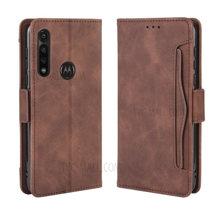 Multiple Card Slots Leather Wallet Stand Shell for Motorola Moto G Power - Brown-1