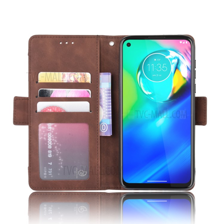 Multiple Card Slots Leather Wallet Stand Shell for Motorola Moto G Power - Brown-4
