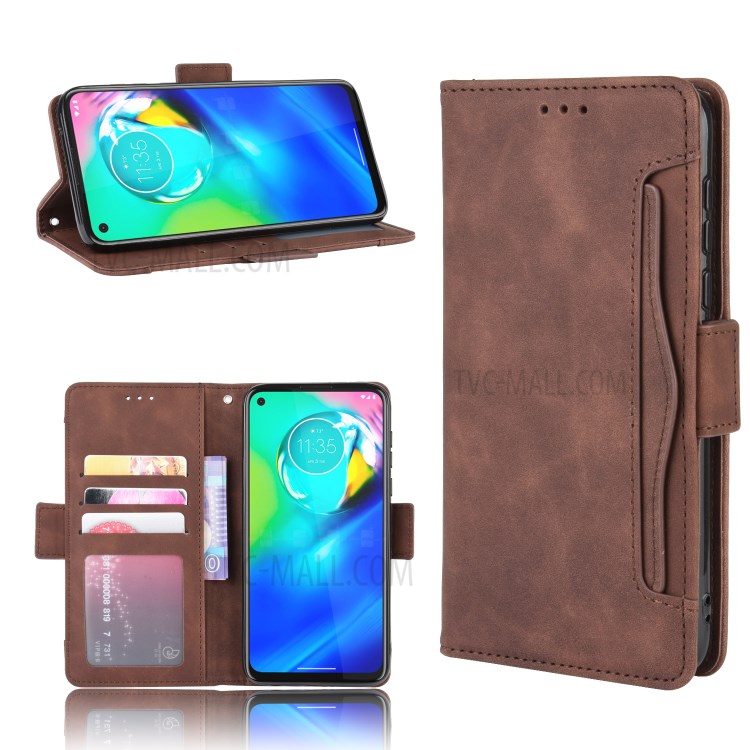 Multiple Card Slots Leather Wallet Stand Shell for Motorola Moto G Power - Brown-7