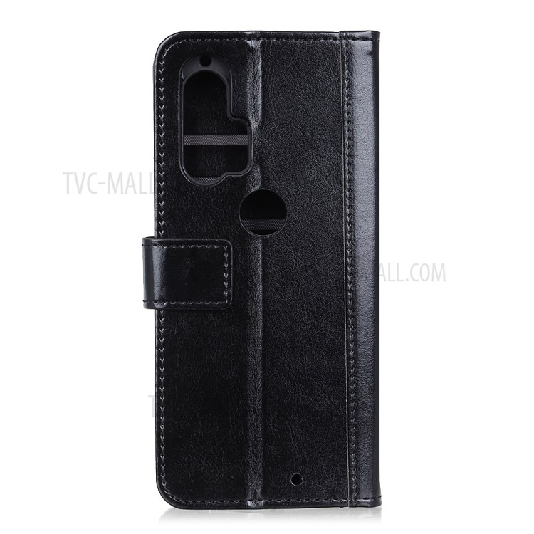 Rivet Decorated Crazy Horse Skin Leather Cover for Motorola Edge Plus - Black-3