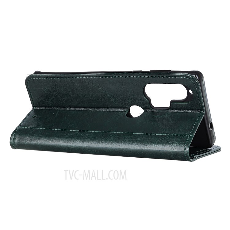 Rivet Decorated Crazy Horse Skin Leather Cover for Motorola Edge Plus - Green-2