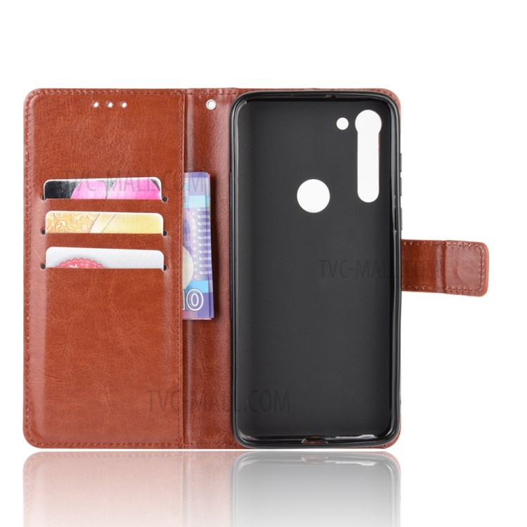 Crazy Horse Skin Split Leather Case for Motorola Moto G8 - Brown-7