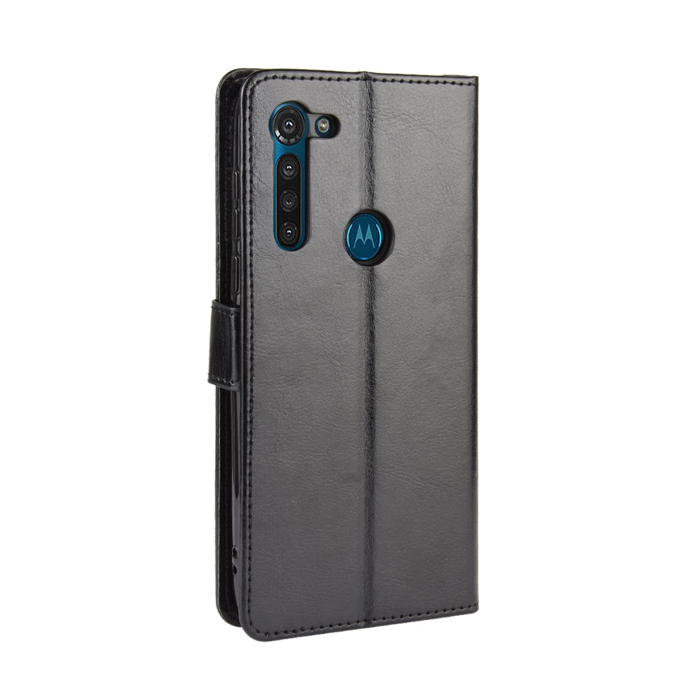 Crazy Horse Skin PU Leather Case for Motorola Moto G8 - Black-8