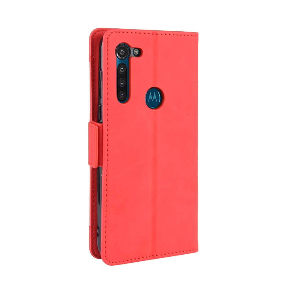 Wallet Stand Flip Leather Phone Cover with Multiple Card Slots for Motorola Moto G8 - Red-11